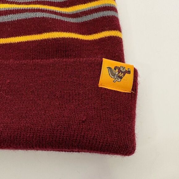 Minnesota Golden Gophers Maroon Striped Pom Pom Winter Cuffed Hat Unisex One Siz - Picture 4 of 7